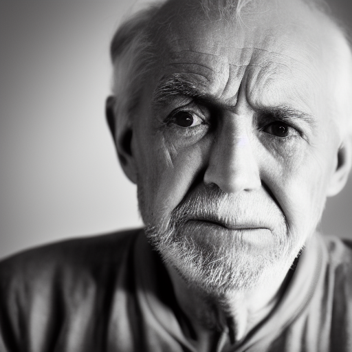 “portrait photo of a old man crying, Tattles, sitting on bed, guages in ears, looking away, serious eyes, 50mm portrait photography, hard rim lighting photography–beta –ar 2:3 –beta –upbeta”