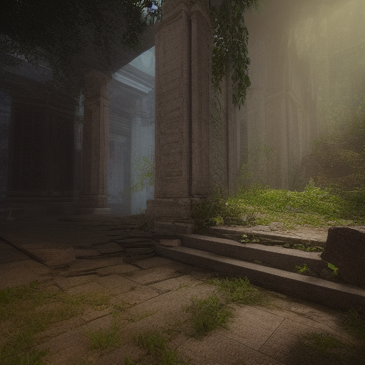 “temple in ruines, forest, stairs, columns, cinematic, detailed, atmospheric, epic, concept art, Matte painting, background, mist, photo-realistic, concept art, volumetric light, cinematic epic + rule of thirds octane render, 8k, corona render, movie concept art, octane render, cinematic, trending on artstation, movie concept art, cinematic composition , ultra-detailed, realistic , hyper-realistic , volumetric lighting, 8k –ar 2:3 –test –uplight”